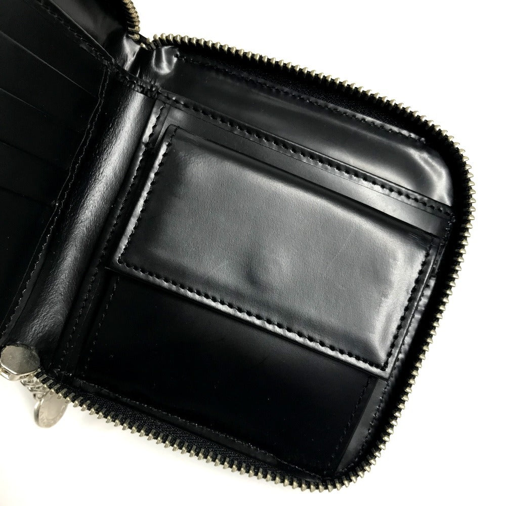 BVLGARI ロゴマニア 総柄 デニム ラウンドファスナー コンパクトウォレット 2つ折り財布 レザー/キャンバス ユニセックス ブルー