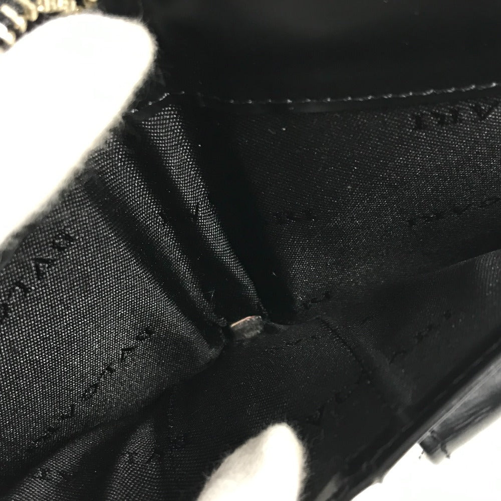 BVLGARI ロゴマニア 総柄 デニム ラウンドファスナー コンパクトウォレット 2つ折り財布 レザー/キャンバス ユニセックス ブルー