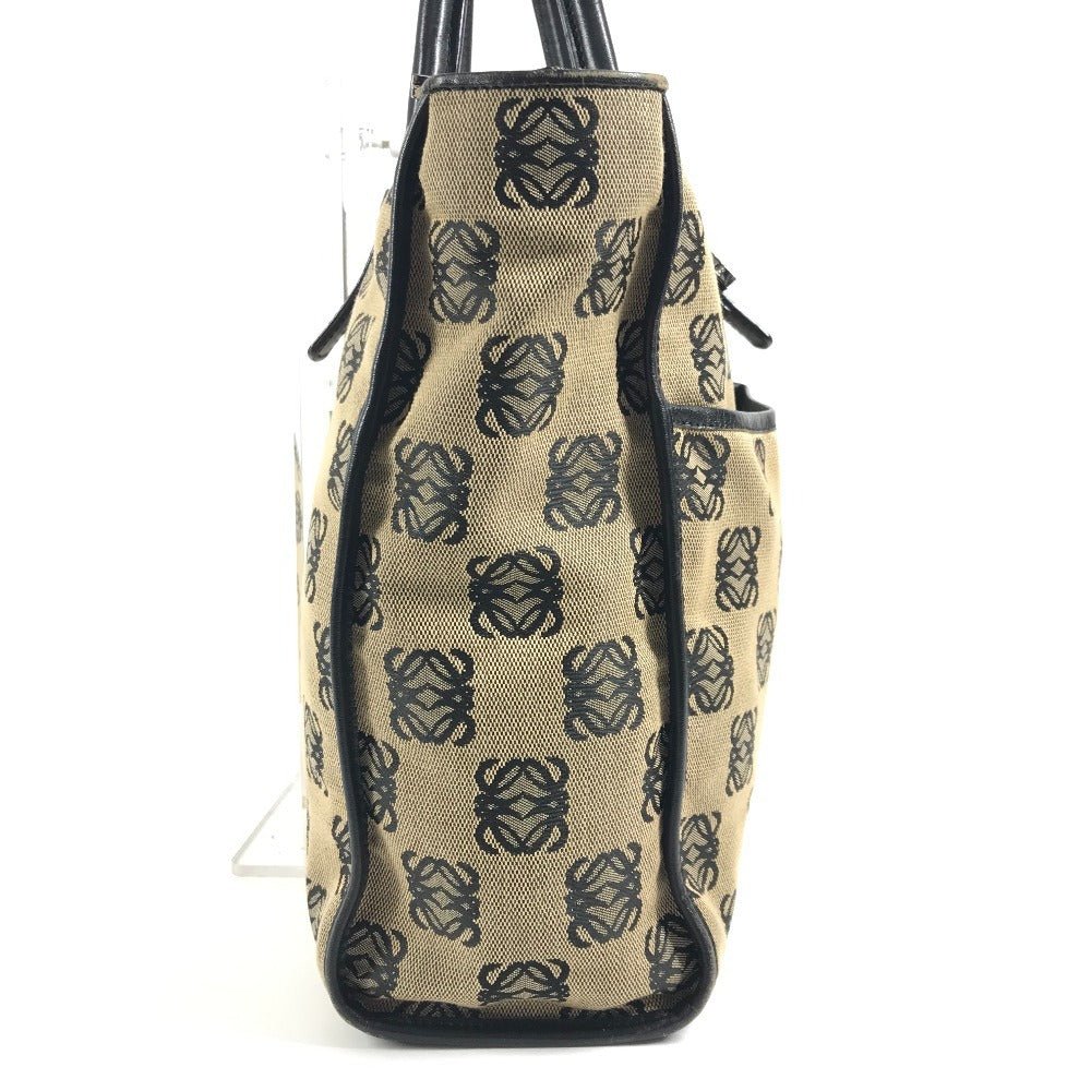 LOEWE アナグラム ロゴ ハンドバッグ カバン トートバッグ ビジネスバッグ レザー/キャンバス ユニセックス ブラック