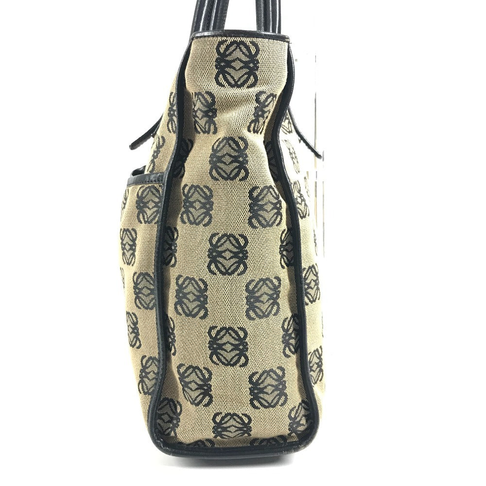 LOEWE アナグラム ロゴ ハンドバッグ カバン トートバッグ ビジネスバッグ レザー/キャンバス ユニセックス ブラック