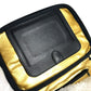 VERSACE ヴィンテージ レオパード 豹柄 ヒョウ カバン バニティ型 ポーチ ミラー付き 鏡 ハンドバッグ PVC/レザー レディース イエロー