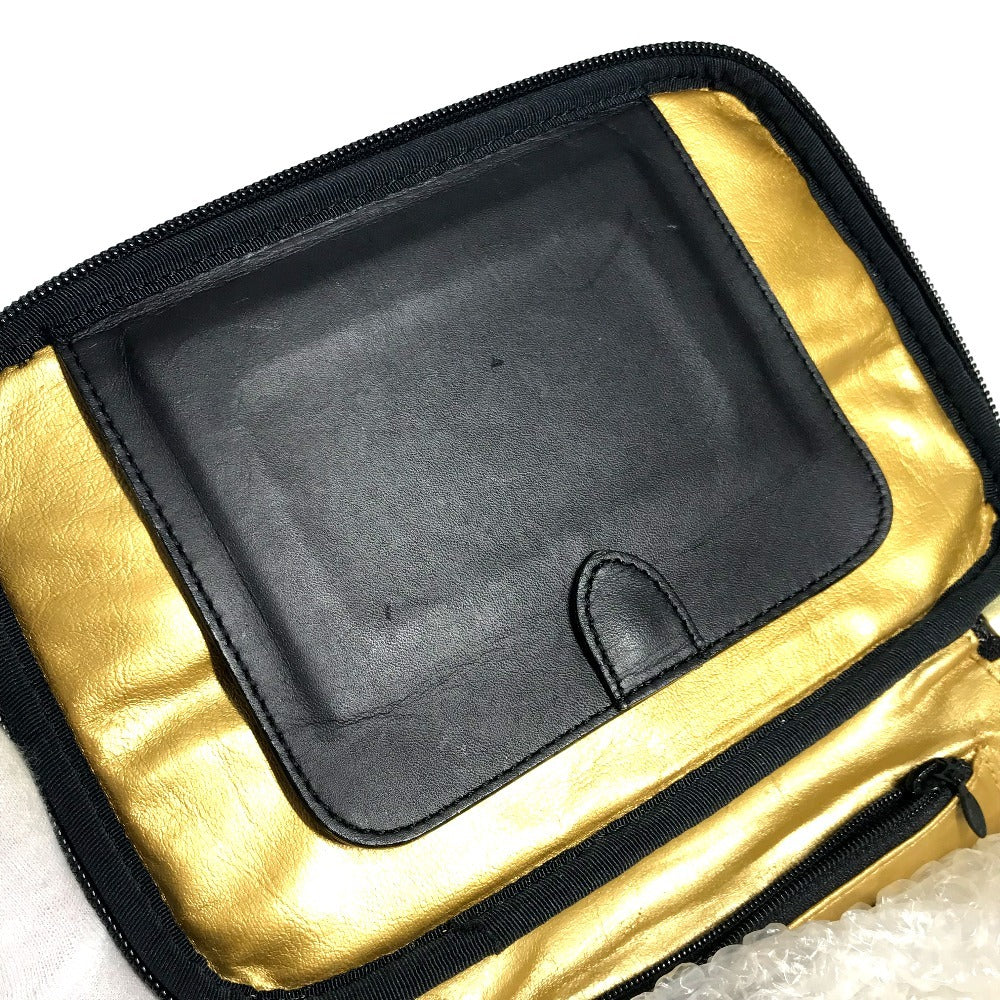 VERSACE ヴィンテージ レオパード 豹柄 ヒョウ カバン バニティ型 ポーチ ミラー付き 鏡 ハンドバッグ PVC/レザー レディース イエロー