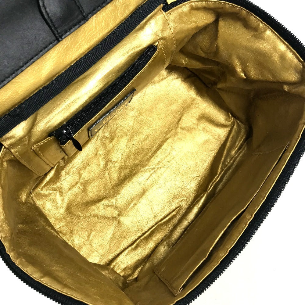 VERSACE ヴィンテージ レオパード 豹柄 ヒョウ カバン バニティ型 ポーチ ミラー付き 鏡 ハンドバッグ PVC/レザー レディース イエロー
