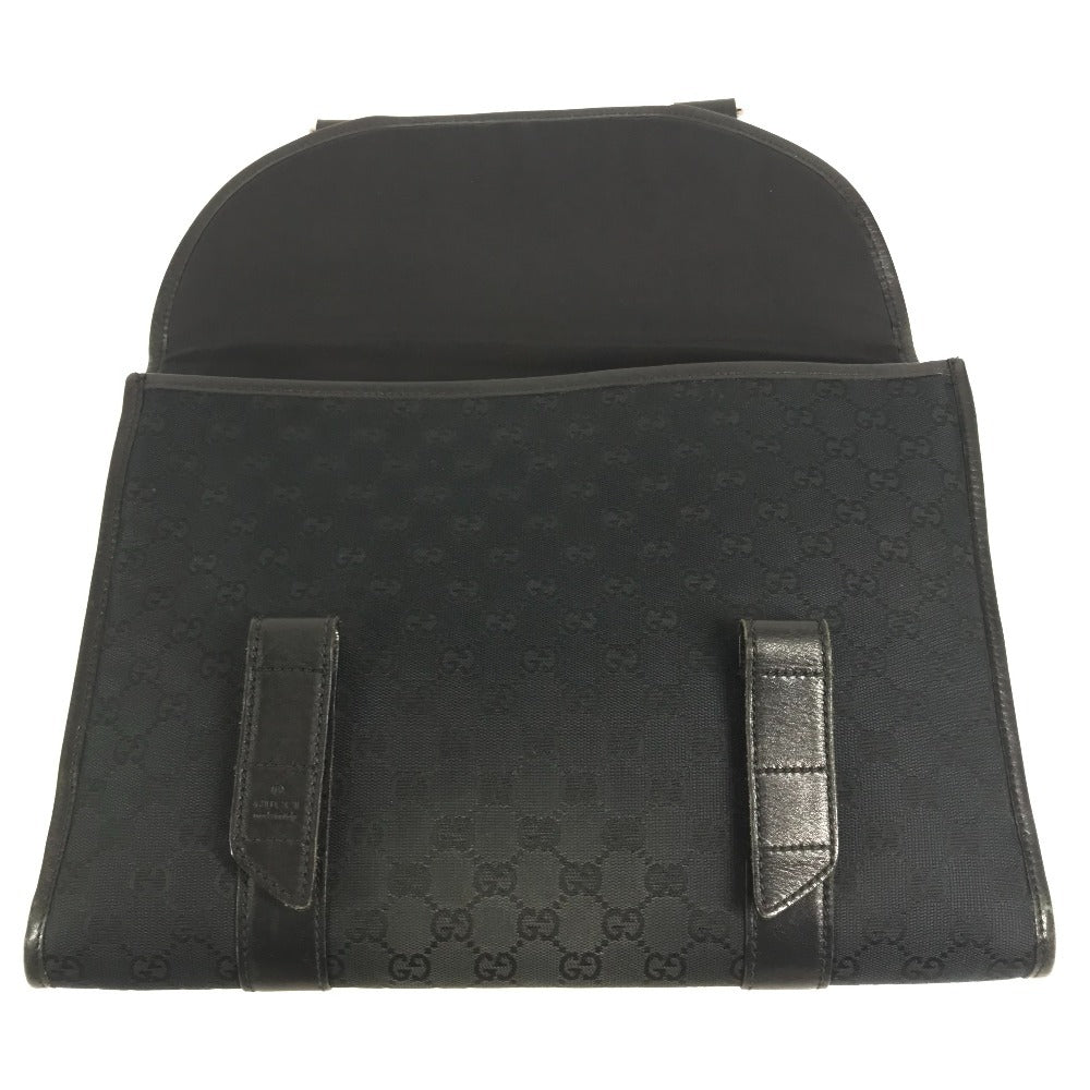 GUCCI 145852 Logo GG Bag Pouch Flap Second Bag Clutch Bag GG Canvas/Leather Unisex Black