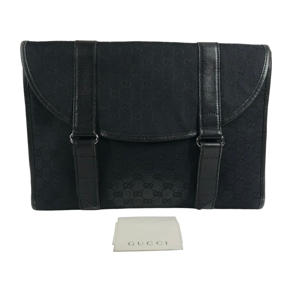 GUCCI 145852 Logo GG Bag Pouch Flap Second Bag Clutch Bag GG Canvas/Leather Unisex Black