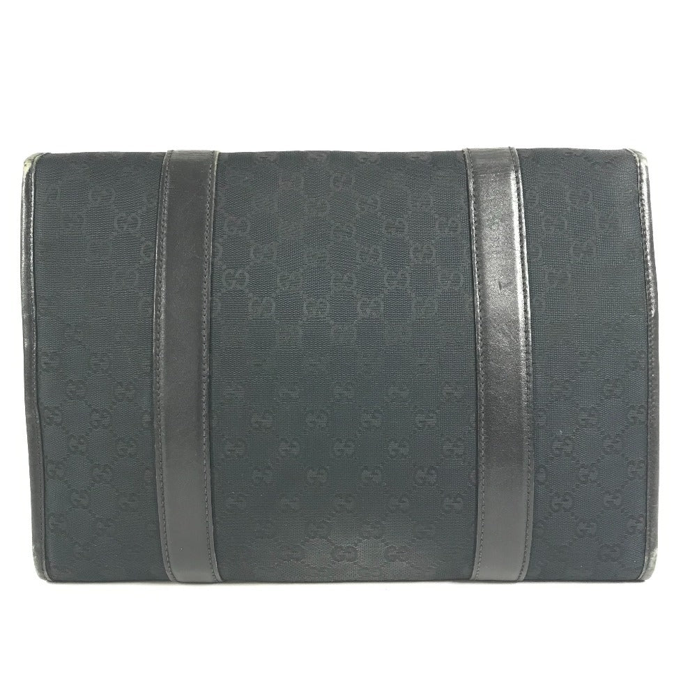 GUCCI 145852 Logo GG Bag Pouch Flap Second Bag Clutch Bag GG Canvas/Leather Unisex Black