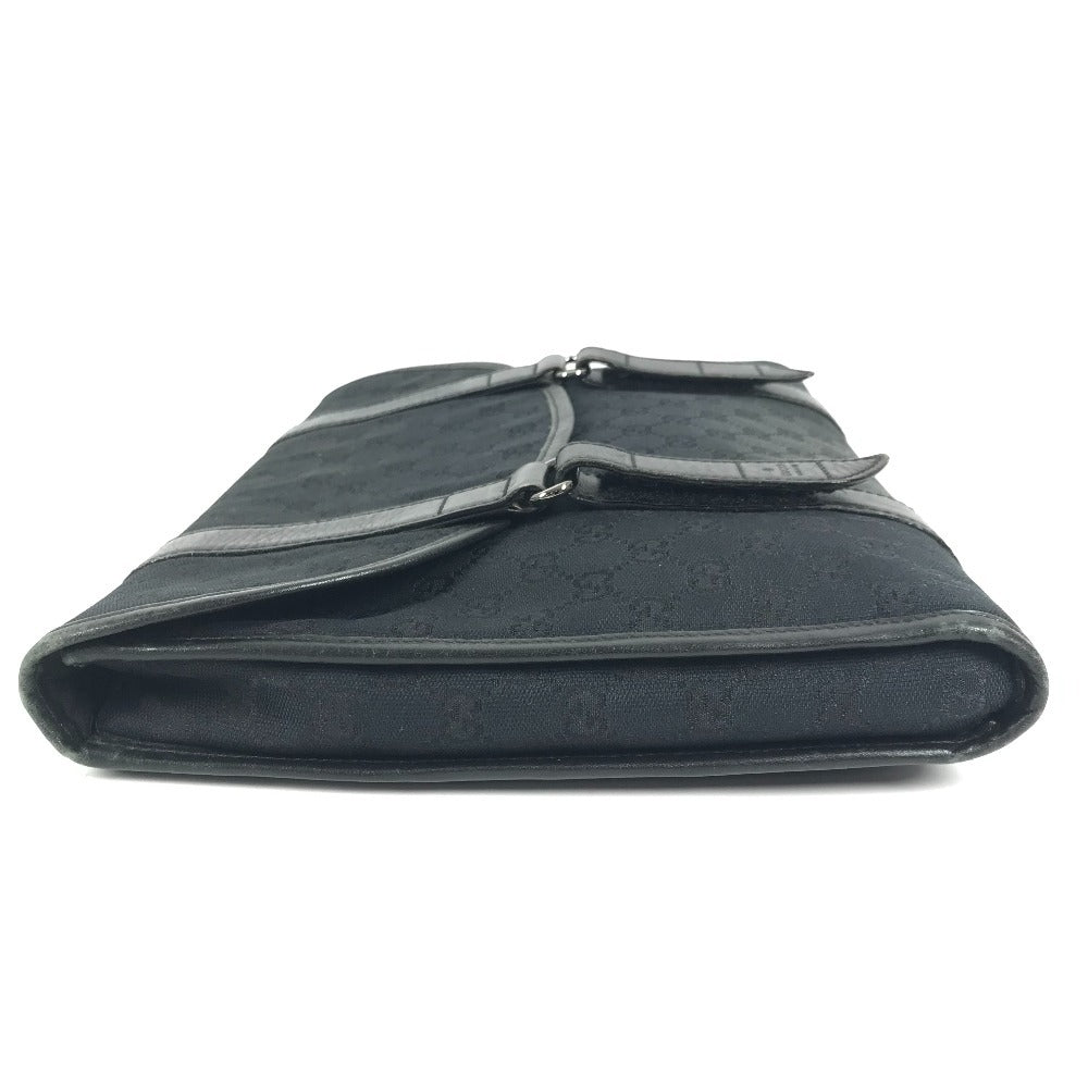 GUCCI 145852 Logo GG Bag Pouch Flap Second Bag Clutch Bag GG Canvas/Leather Unisex Black