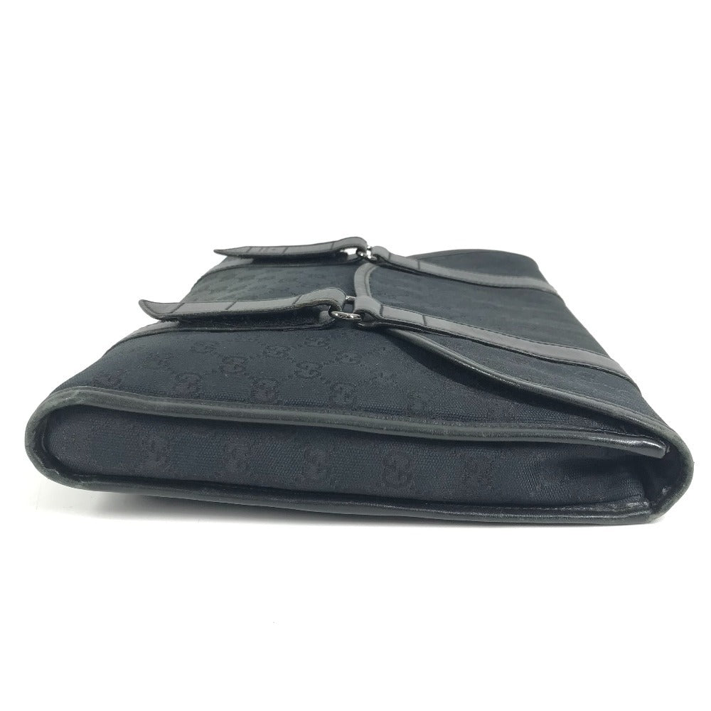 GUCCI 145852 Logo GG Bag Pouch Flap Second Bag Clutch Bag GG Canvas/Leather Unisex Black