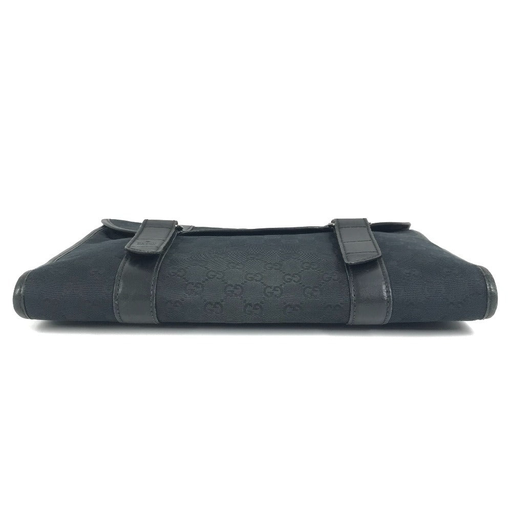 GUCCI 145852 Logo GG Bag Pouch Flap Second Bag Clutch Bag GG Canvas/Leather Unisex Black