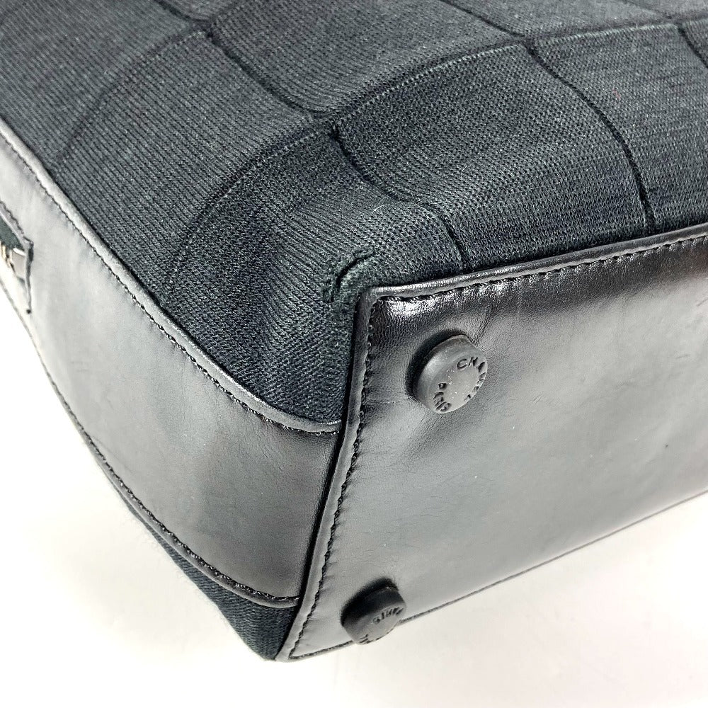 CHANEL CC Coco Mark Logo Chocolate Bar Tote Bag Shoulder Bag Cotton Unisex Black