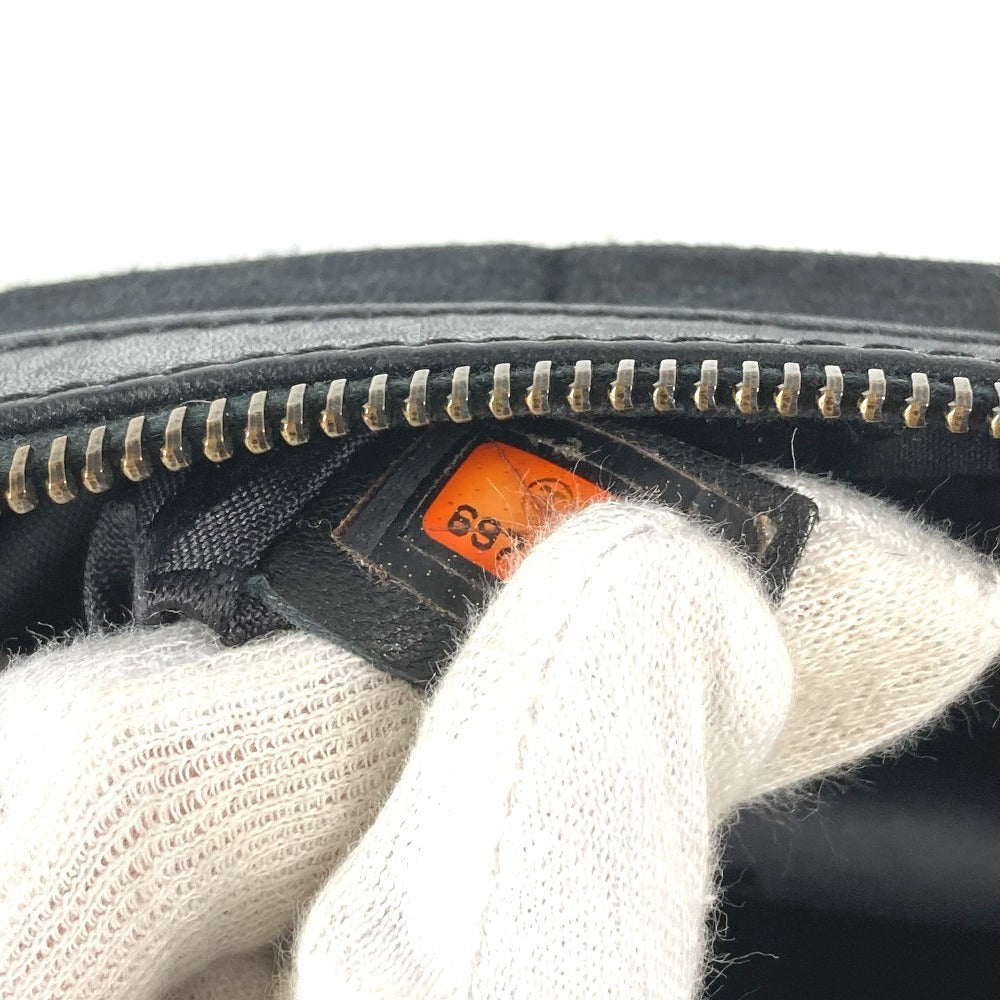 CHANEL CC Coco Mark Logo Chocolate Bar Tote Bag Shoulder Bag Cotton Unisex Black