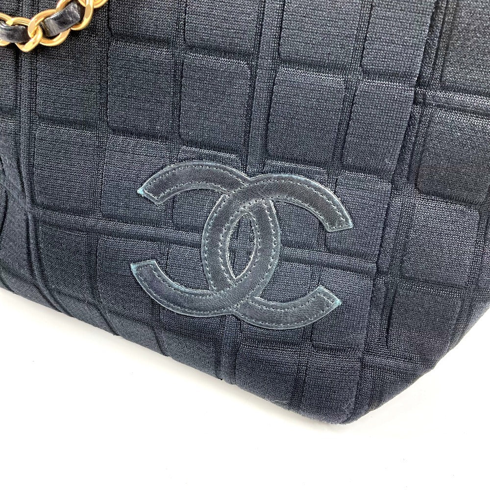 CHANEL CC Coco Mark Logo Chocolate Bar Bag Tote Bag Shoulder Bag W Chain Bag Shoulder Bag Cotton Unisex Black