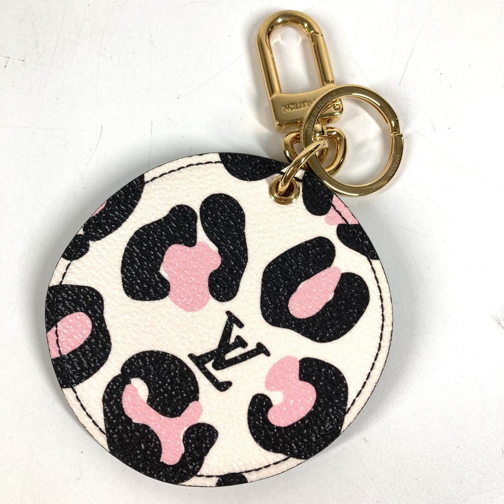 LOUIS VUITTON MP3070 モノグラム ポルト クレ イリュストレ ワイルド アット ハート キーホルダー レオパード ヒョウ 豹 バッグチャーム レザー ユニセックス ピンク