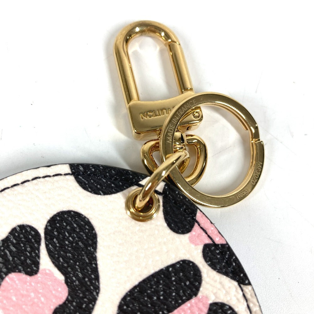 LOUIS VUITTON MP3070 モノグラム ポルト クレ イリュストレ ワイルド アット ハート キーホルダー レオパード ヒョウ 豹 バッグチャーム レザー ユニセックス ピンク