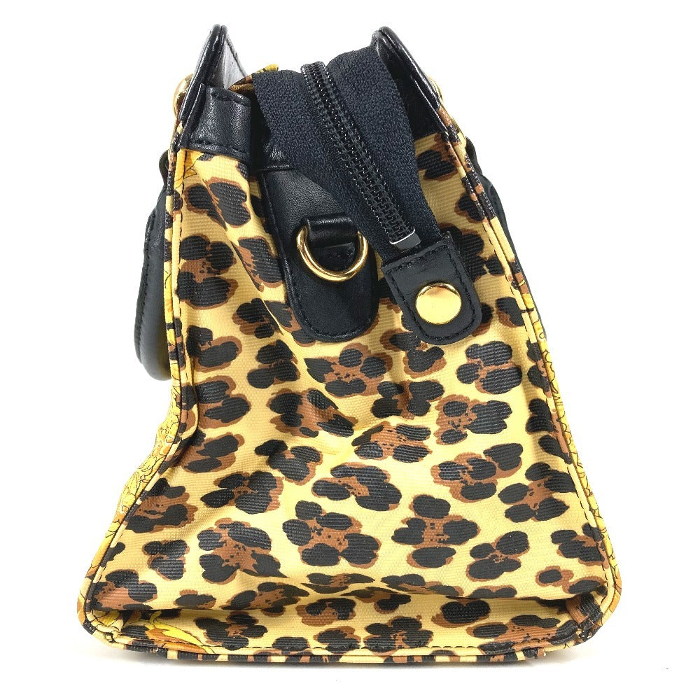 VERSACE ヴィンテージ レオパード 豹 ヒョウ カバン トートバッグ ハンドバッグ PVC/レザー レディース イエロー