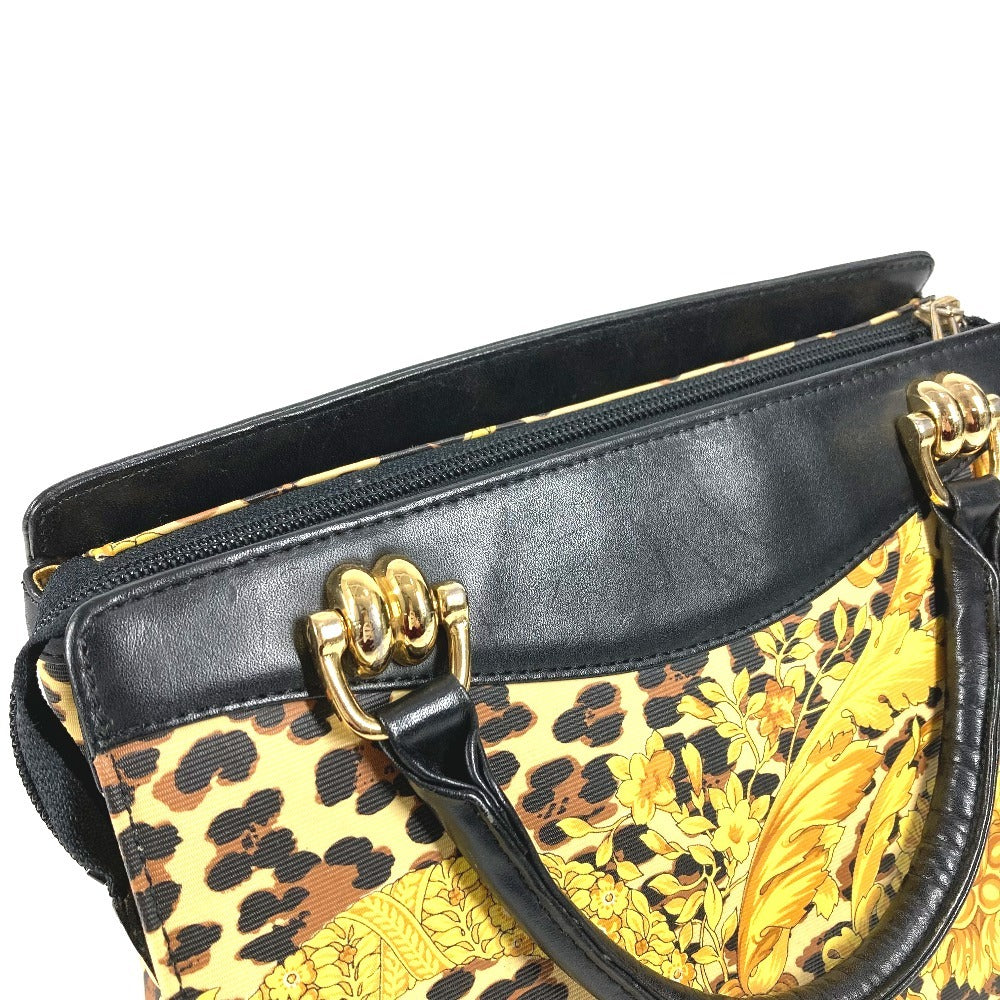 VERSACE ヴィンテージ レオパード 豹 ヒョウ カバン トートバッグ ハンドバッグ PVC/レザー レディース イエロー