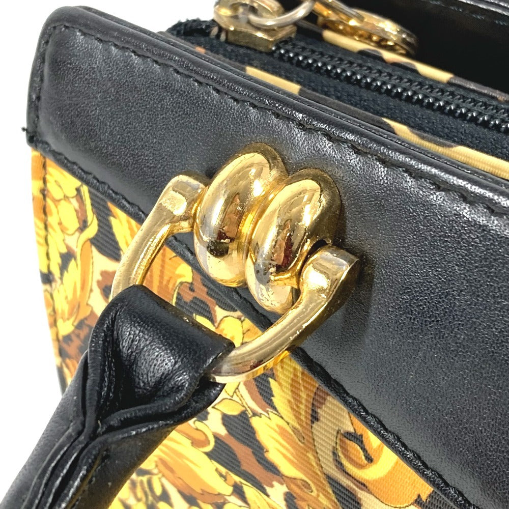 VERSACE ヴィンテージ レオパード 豹 ヒョウ カバン トートバッグ ハンドバッグ PVC/レザー レディース イエロー