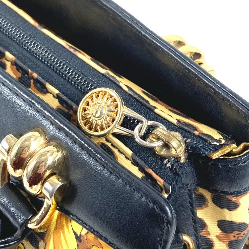 VERSACE ヴィンテージ レオパード 豹 ヒョウ カバン トートバッグ ハンドバッグ PVC/レザー レディース イエロー
