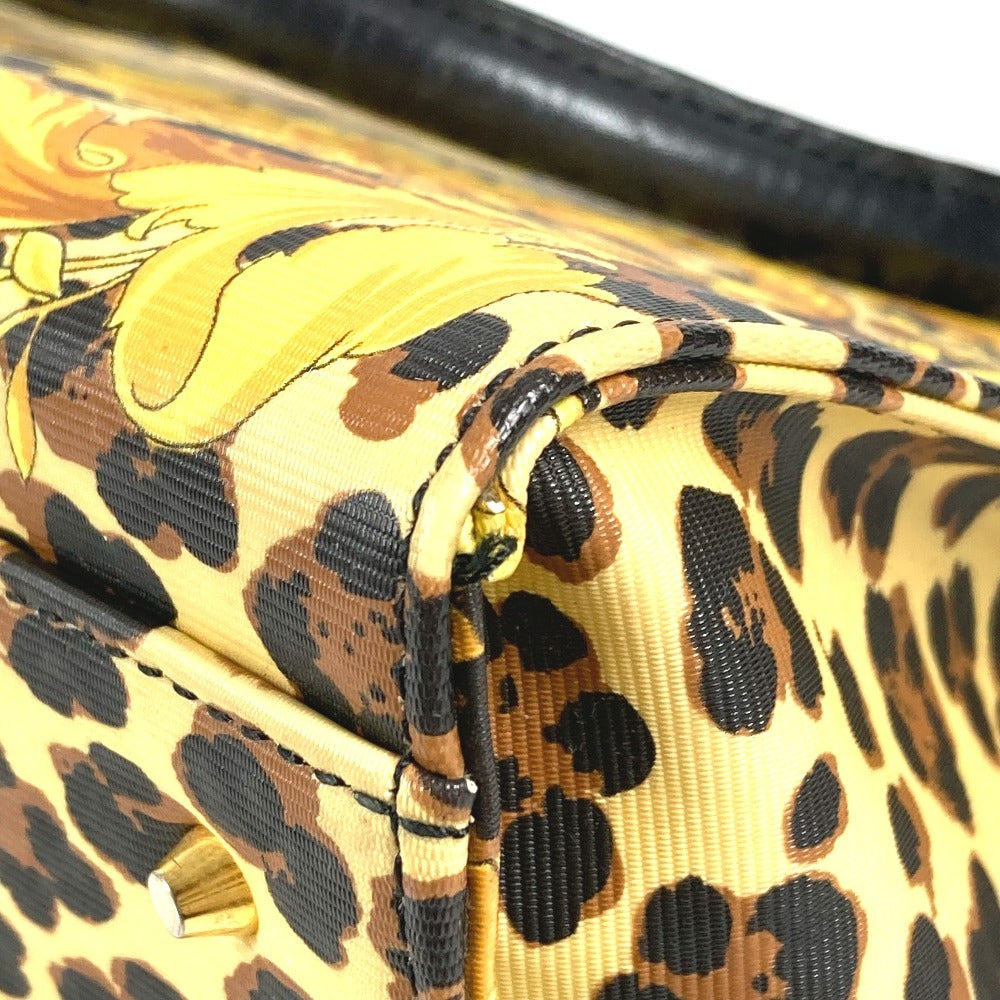 VERSACE ヴィンテージ レオパード 豹 ヒョウ カバン トートバッグ ハンドバッグ PVC/レザー レディース イエロー