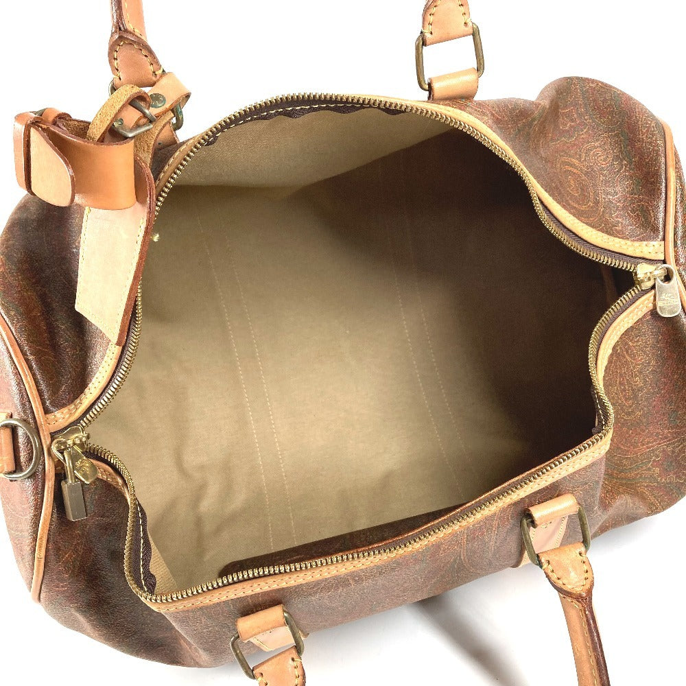 ETRO ペイズリー柄 ロゴ ハンドバッグ トラベルバッグ 旅行バッグ ボストンバッグ PVC/レザー ユニセックス ブラウン