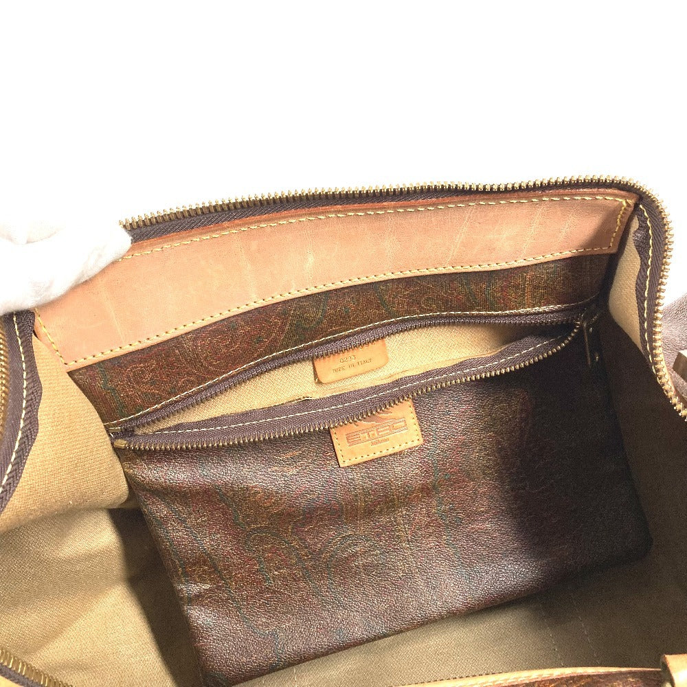 ETRO ペイズリー柄 ロゴ ハンドバッグ トラベルバッグ 旅行バッグ ボストンバッグ PVC/レザー ユニセックス ブラウン