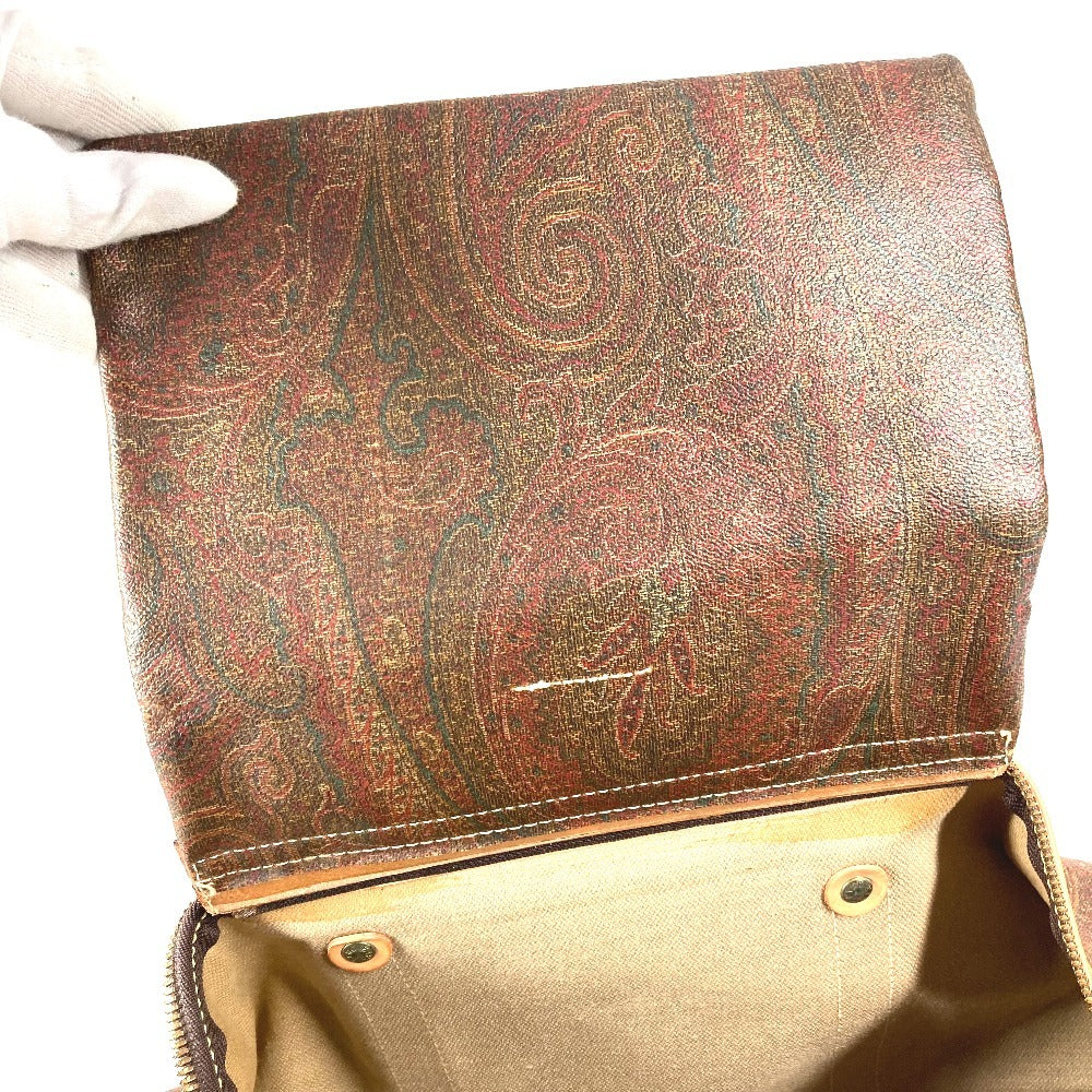 ETRO ペイズリー柄 ロゴ ハンドバッグ トラベルバッグ 旅行バッグ ボストンバッグ PVC/レザー ユニセックス ブラウン