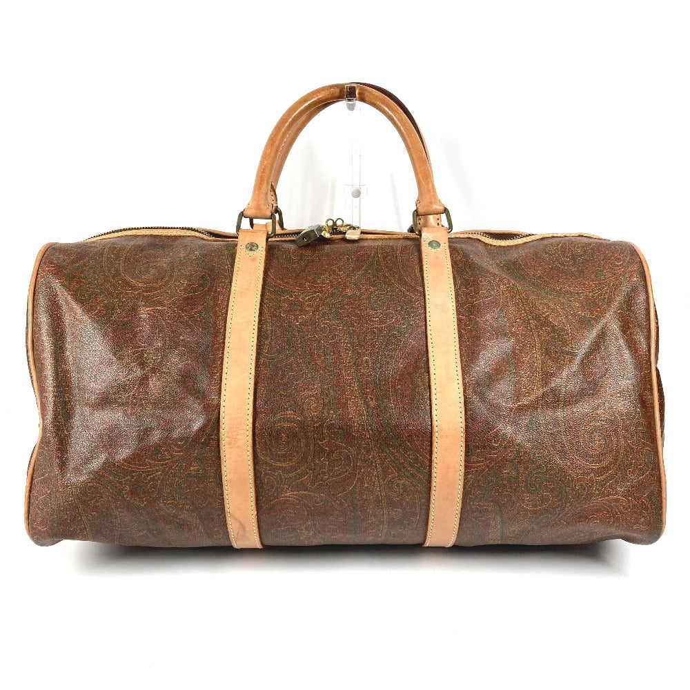 ETRO ペイズリー柄 ロゴ ハンドバッグ トラベルバッグ 旅行バッグ ボストンバッグ PVC/レザー ユニセックス ブラウン