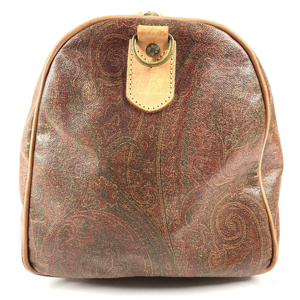 ETRO ペイズリー柄 ロゴ ハンドバッグ トラベルバッグ 旅行バッグ ボストンバッグ PVC/レザー ユニセックス ブラウン