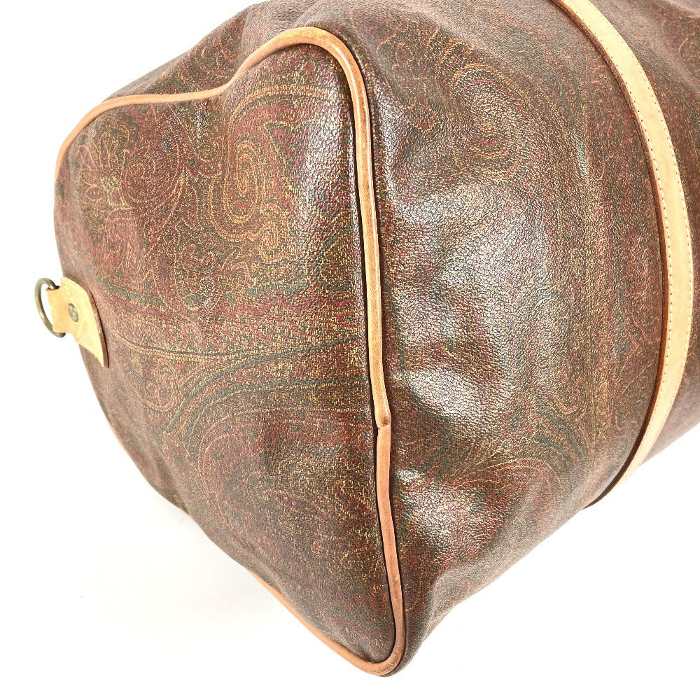 ETRO ペイズリー柄 ロゴ ハンドバッグ トラベルバッグ 旅行バッグ ボストンバッグ PVC/レザー ユニセックス ブラウン