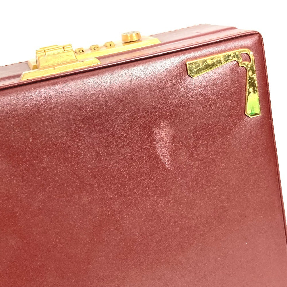 CARTIER ロゴ マストライン アタッシュケース カバン ハンドバッグ トートバッグ ビジネスバッグ レザー ユニセックス ワインレッド