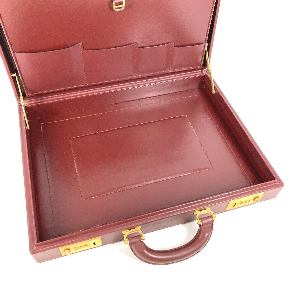 CARTIER ロゴ マストライン アタッシュケース カバン ハンドバッグ トートバッグ ビジネスバッグ レザー ユニセックス ワインレッド