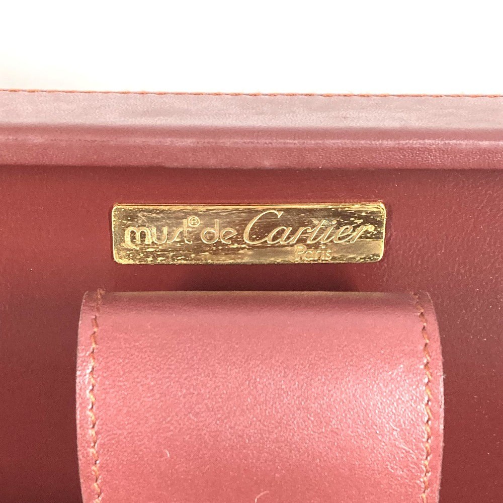 CARTIER ロゴ マストライン アタッシュケース カバン ハンドバッグ トートバッグ ビジネスバッグ レザー ユニセックス ワインレッド