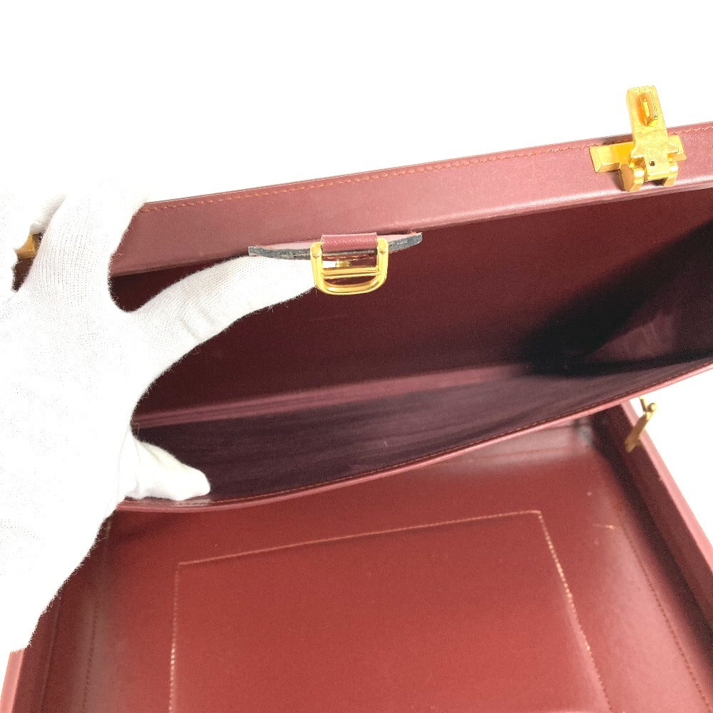 CARTIER ロゴ マストライン アタッシュケース カバン ハンドバッグ トートバッグ ビジネスバッグ レザー ユニセックス ワインレッド