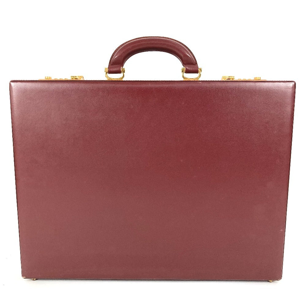 CARTIER ロゴ マストライン アタッシュケース カバン ハンドバッグ トートバッグ ビジネスバッグ レザー ユニセックス ワインレッド