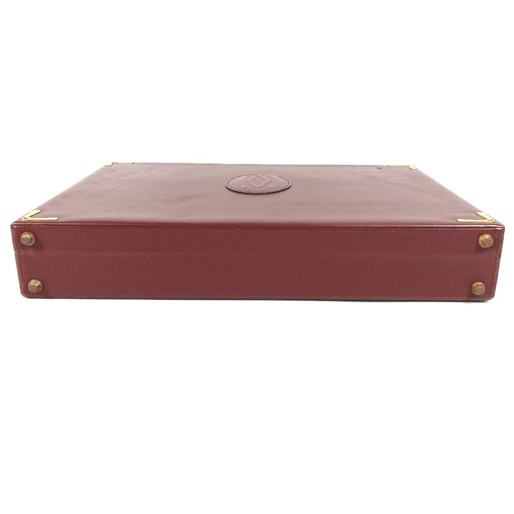 CARTIER ロゴ マストライン アタッシュケース カバン ハンドバッグ トートバッグ ビジネスバッグ レザー ユニセックス ワインレッド