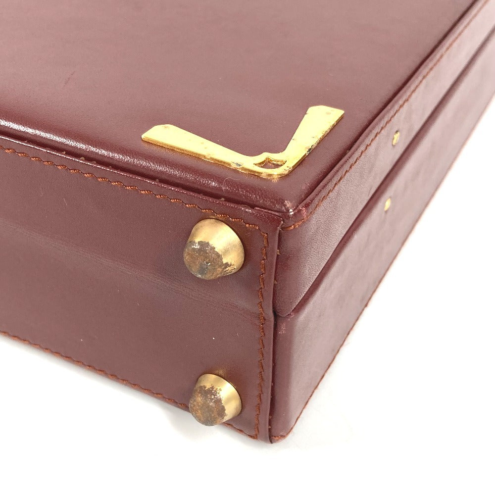 CARTIER ロゴ マストライン アタッシュケース カバン ハンドバッグ トートバッグ ビジネスバッグ レザー ユニセックス ワインレッド