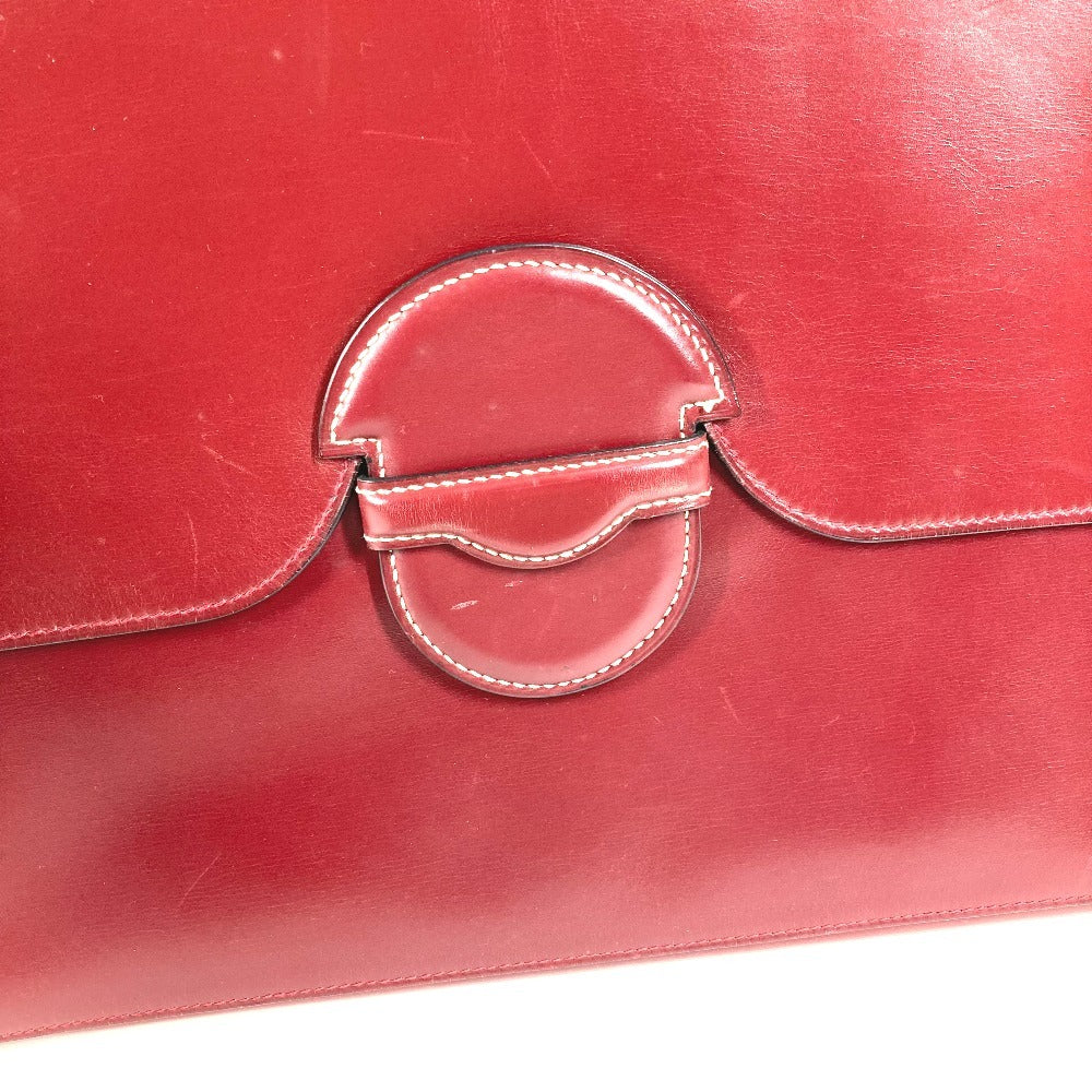 HERMES ヴィンテージ カバン ポーチ フラップ クラッチバッグ レザー ユニセックス ワインレッド