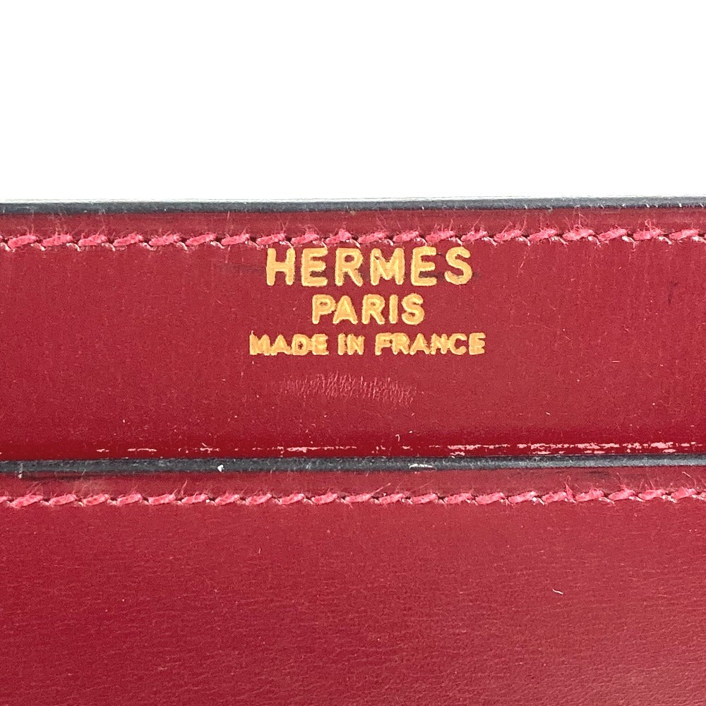 HERMES ヴィンテージ カバン ポーチ フラップ クラッチバッグ レザー ユニセックス ワインレッド