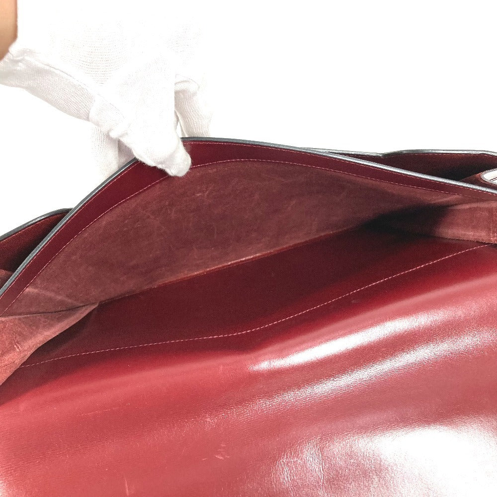 HERMES ヴィンテージ カバン ポーチ フラップ クラッチバッグ レザー ユニセックス ワインレッド