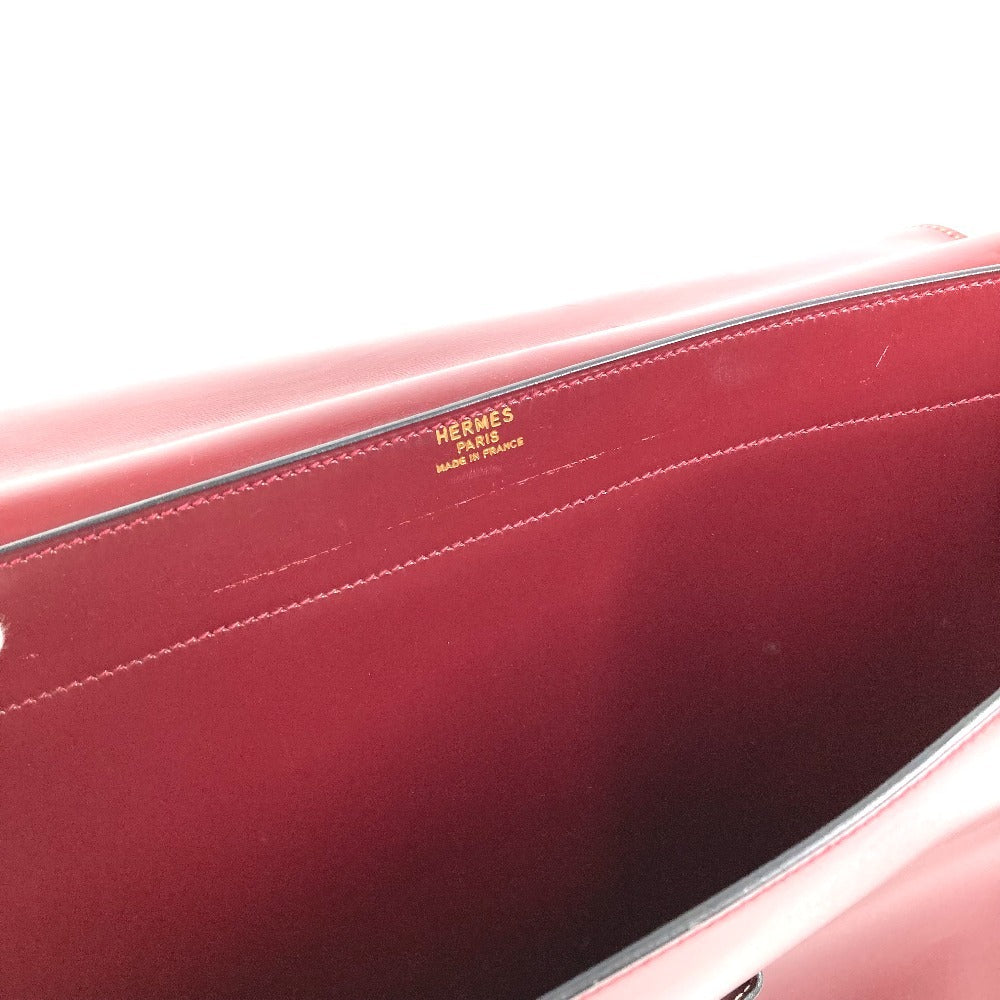 HERMES ヴィンテージ カバン ポーチ フラップ クラッチバッグ レザー ユニセックス ワインレッド