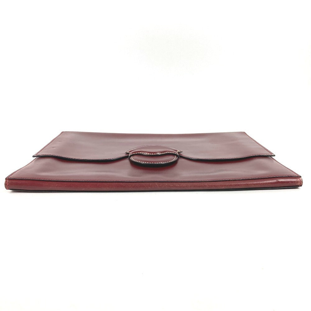 HERMES ヴィンテージ カバン ポーチ フラップ クラッチバッグ レザー ユニセックス ワインレッド