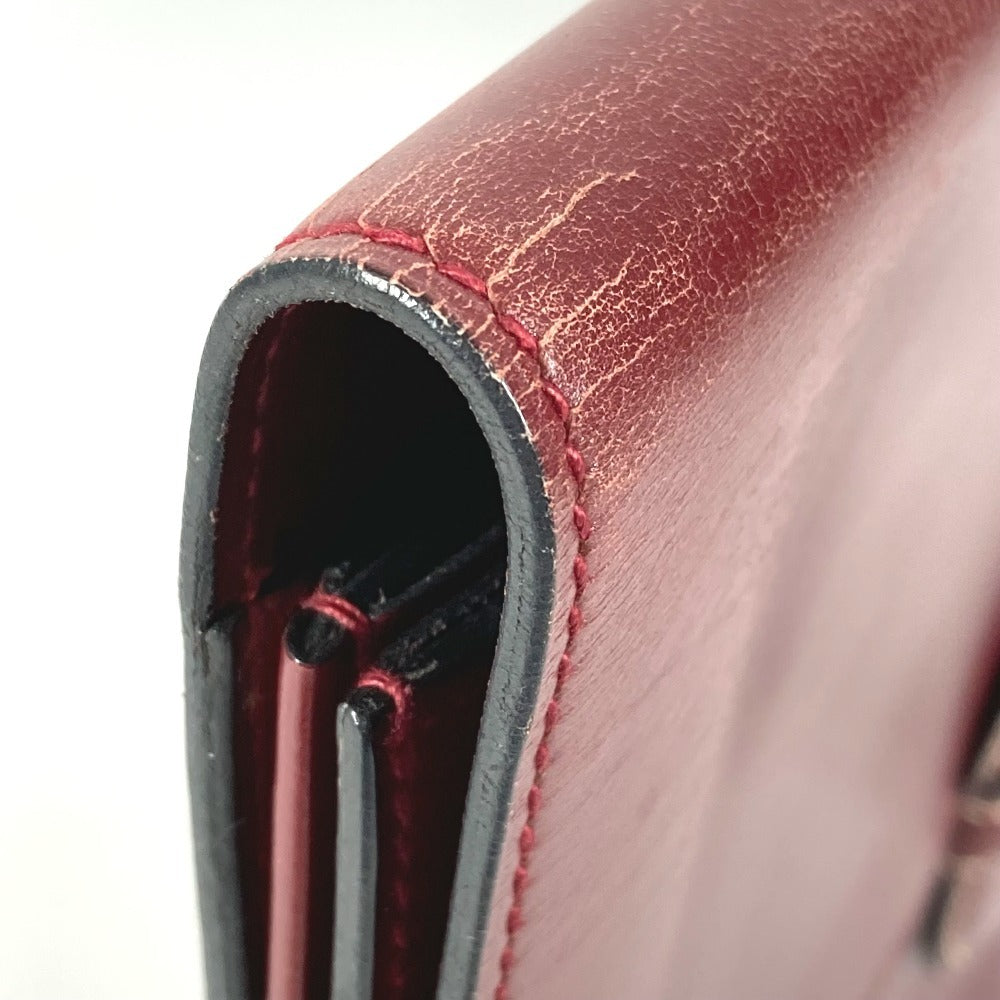 HERMES ヴィンテージ カバン ポーチ フラップ クラッチバッグ レザー ユニセックス ワインレッド