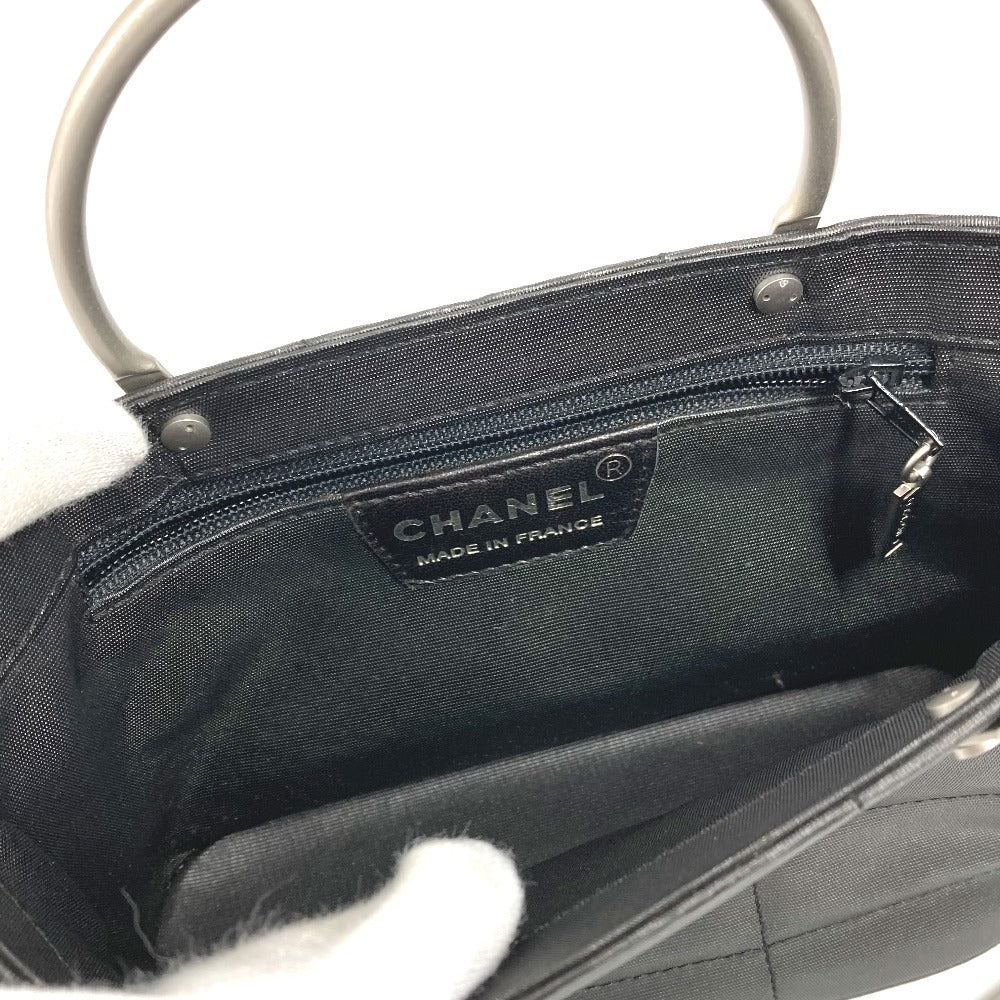 CHANEL Metal Handle Chocolate Bar Bag Tote Bag Handbag Nylon Women's Grey