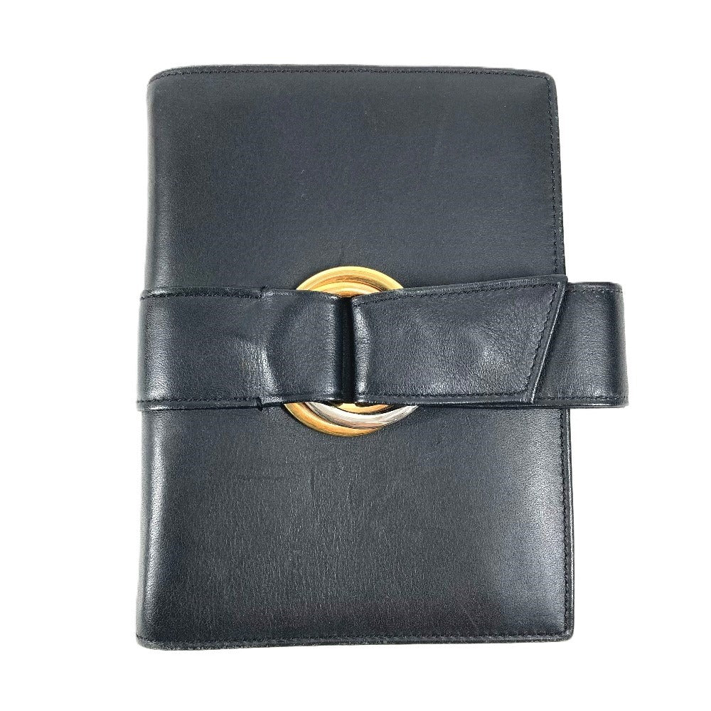 CARTIER トリニティ ロゴ システム手帳 ステーショナリー 手帳カバー レザー ユニセックス ブラック