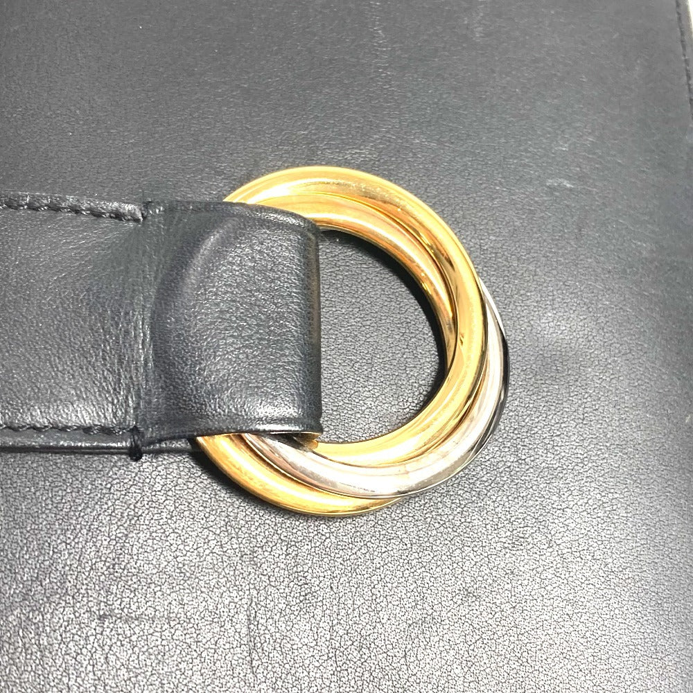 CARTIER トリニティ ロゴ システム手帳 ステーショナリー 手帳カバー レザー ユニセックス ブラック