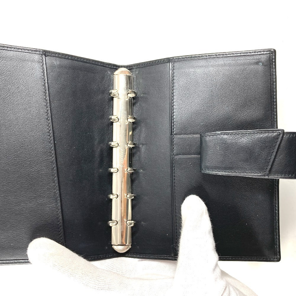 CARTIER トリニティ ロゴ システム手帳 ステーショナリー 手帳カバー レザー ユニセックス ブラック