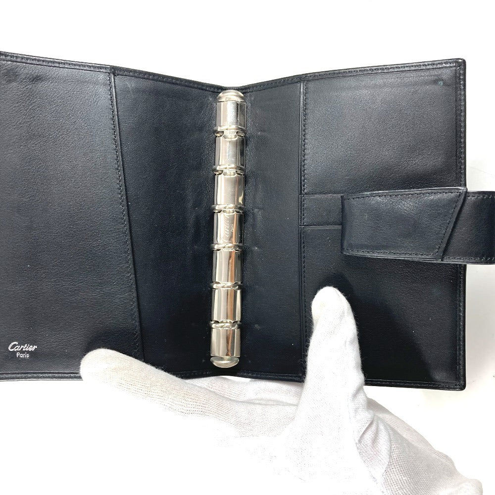 CARTIER トリニティ ロゴ システム手帳 ステーショナリー 手帳カバー レザー ユニセックス ブラック