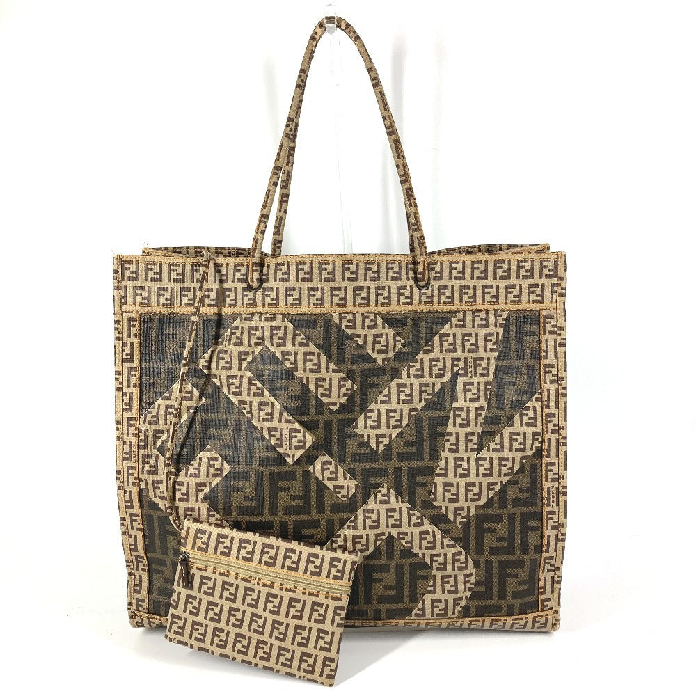 FENDI 8BH184 Pouch Zucca Zucchino Shoulder Tote Bag Handbag Shoulder Bag Coated Canvas Unisex Brown