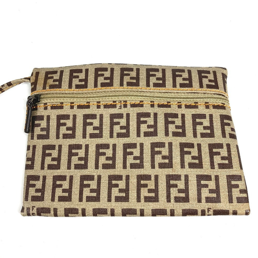 FENDI 8BH184 Pouch Zucca Zucchino Shoulder Tote Bag Handbag Shoulder Bag Coated Canvas Unisex Brown