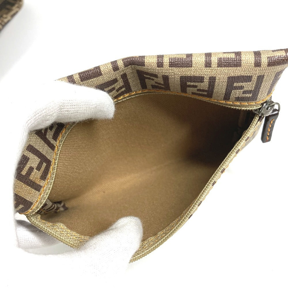 FENDI 8BH184 Pouch Zucca Zucchino Shoulder Tote Bag Handbag Shoulder Bag Coated Canvas Unisex Brown
